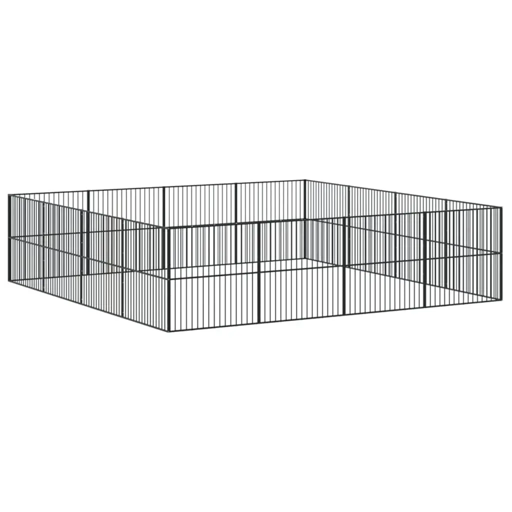 Dog Playpen for Pets 16 Panels Black Galvanised Steel Exercise Enclosure