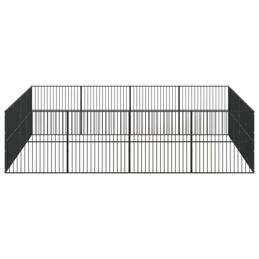 Dog Playpen for Pets 16 Panels Black Galvanised Steel Exercise Enclosure