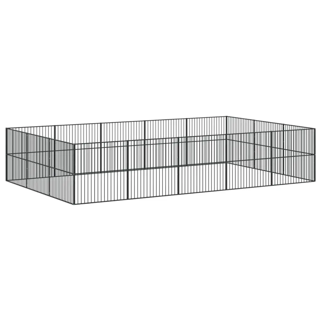 Dog Playpen for Pets 16 Panels Black Galvanised Steel Exercise Enclosure