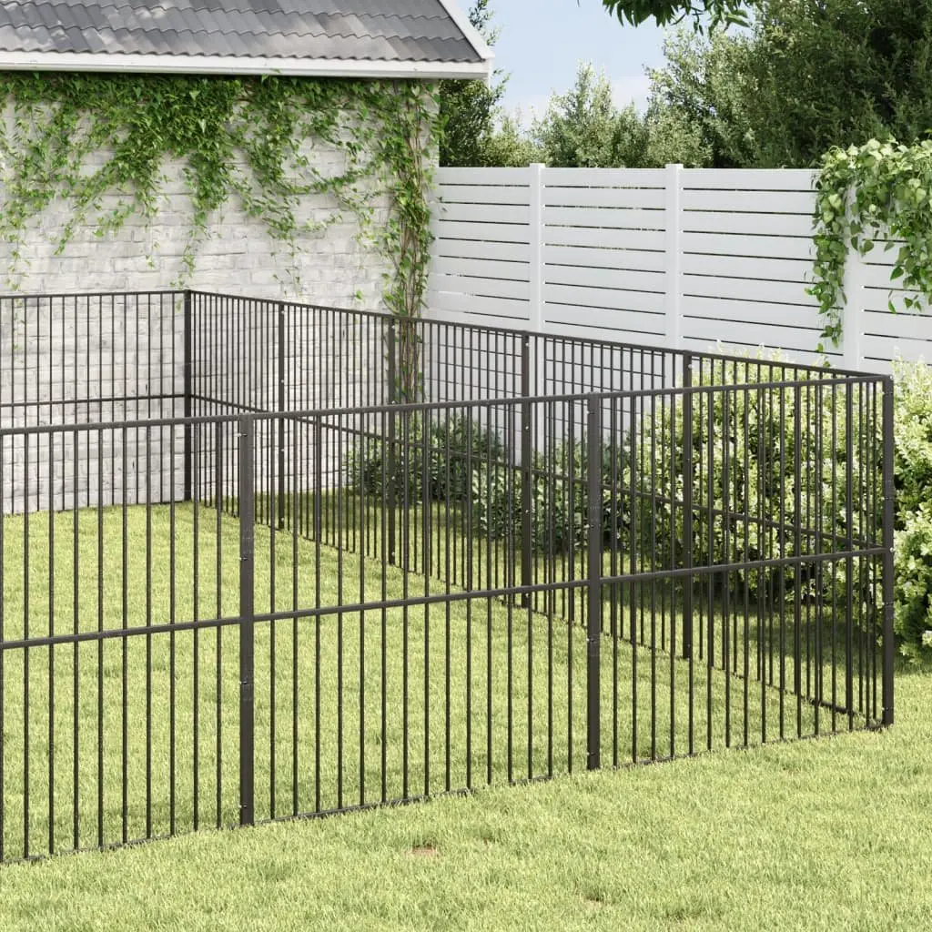 Dog Playpen for Exercise 20 Panels Black Galvanised Steel Enclosure