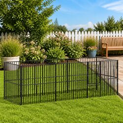 Dog Playpen Specifications: 8 Panels, Steel, Black