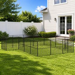 Dog Playpen 16 Panels Black Galvanised Steel Pet Enclosure Exercise Pen