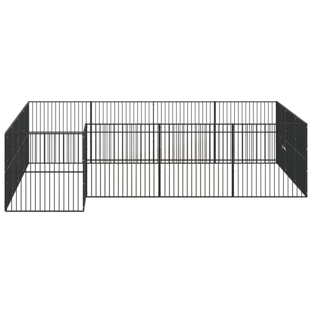 Dog Playpen 16 Panels Black Galvanised Steel Exercise Pen for Small and Medium Pets