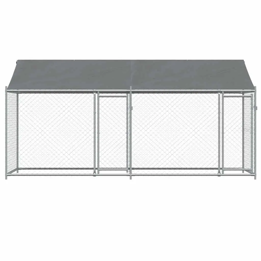 Dog Cage Outdoor Use Galvanised Steel Grey 4x2x2m