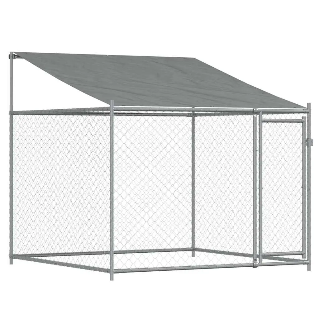 Dog Cage Outdoor Use Galvanised Steel Grey 4x2x2m