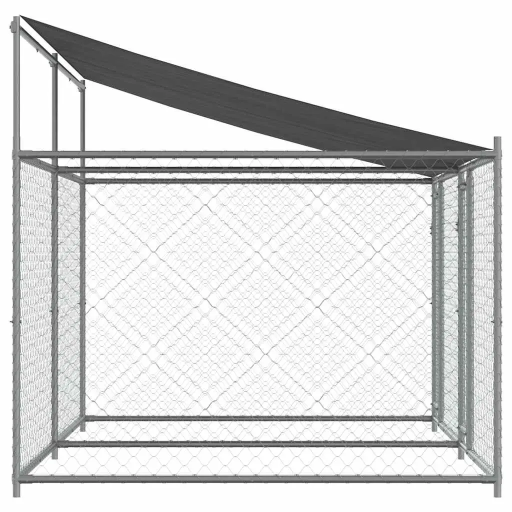 Dog Cage Outdoor Use Galvanised Steel Grey 4x2x2m