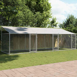 Grey Dog Cage Outdoor Kennel Run 6m L x 2m W x 2m H