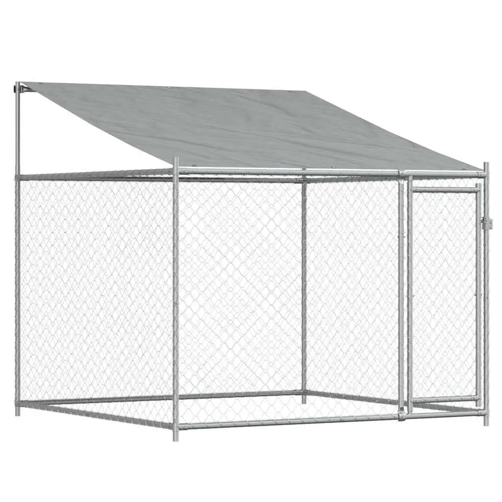 Outdoor Dog Kennel Heavy Duty Grey Galvanised Steel Cage with Roof and Lockable Doors 10x2x2m