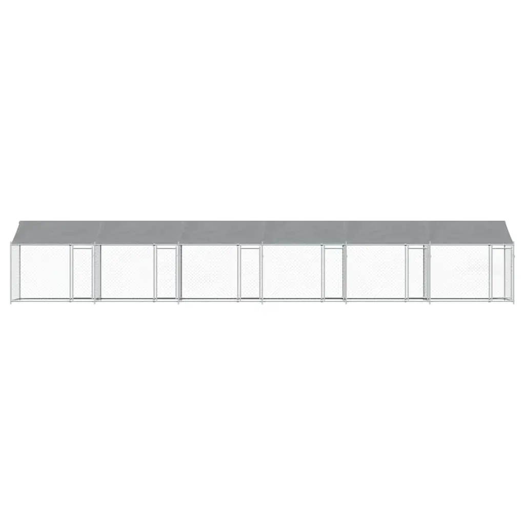 Dog Kennel Outdoor 12x2x2 m Grey Galvanised Steel