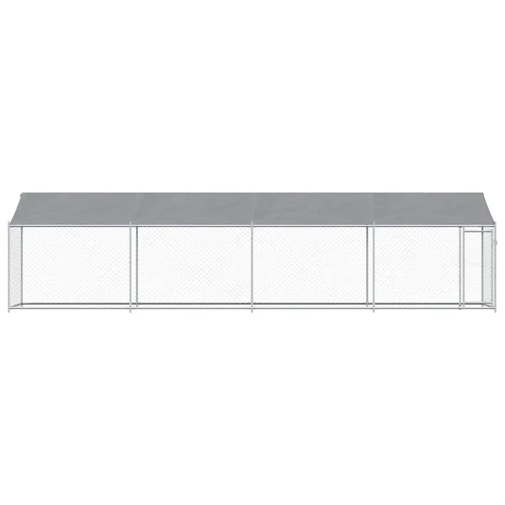 Dog Kennel Outdoor Run Pen Grey Galvanised Steel 8 x 2 x 2 m