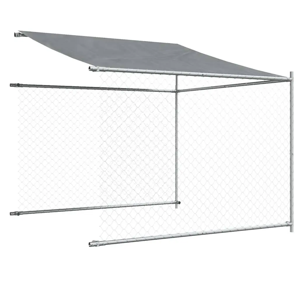 Dog Kennel Outdoor Run Pen Grey Galvanised Steel 8 x 2 x 2 m