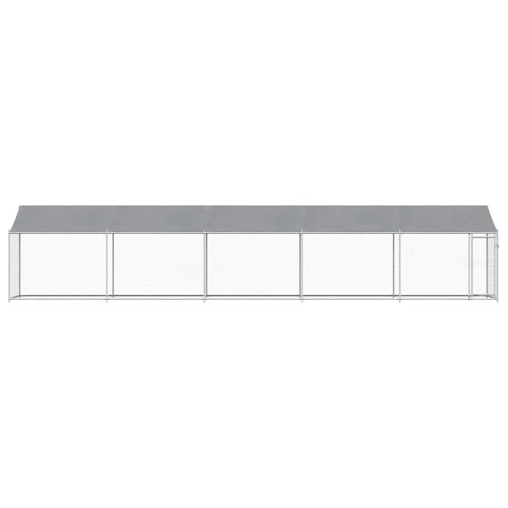 Grey Outdoor Dog Cage with Roof and Door