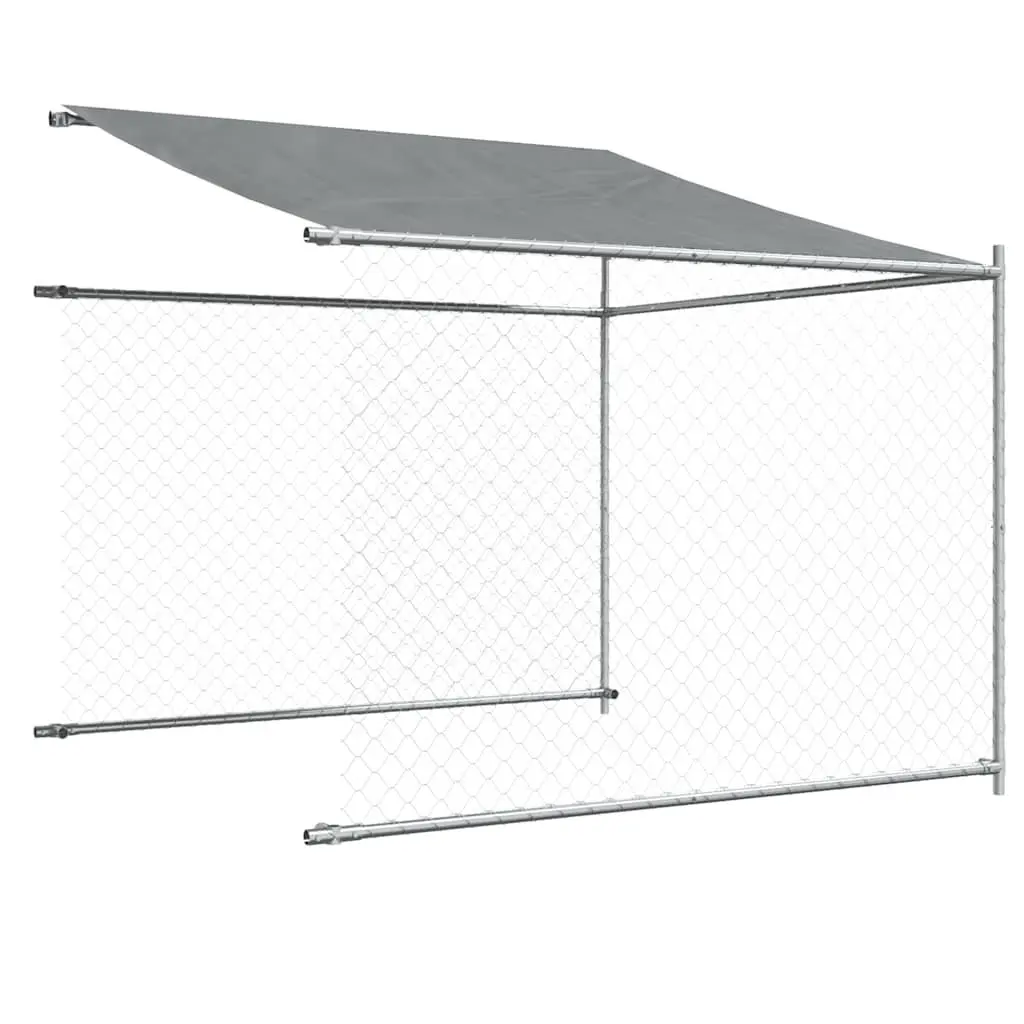 Grey Outdoor Dog Cage with Roof and Door