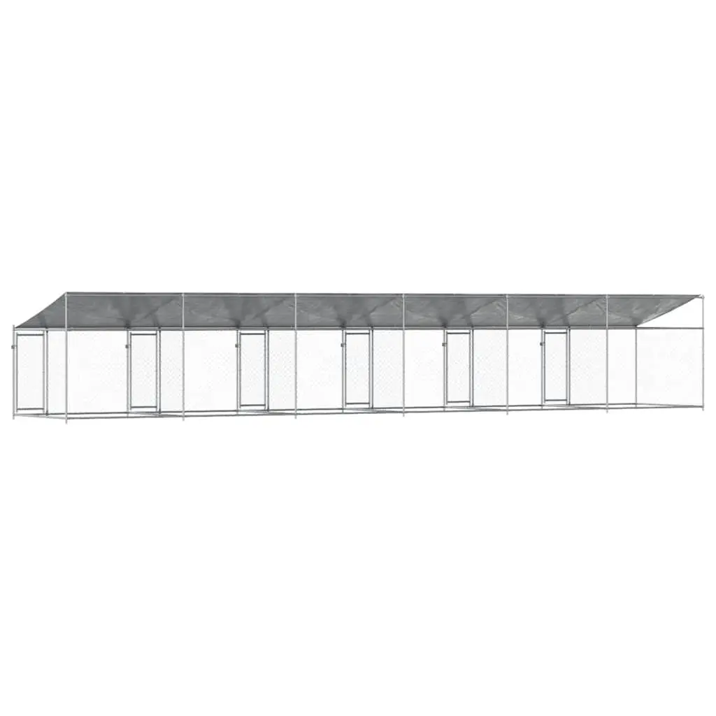 Grey Outdoor Dog Cage with Roof and Door