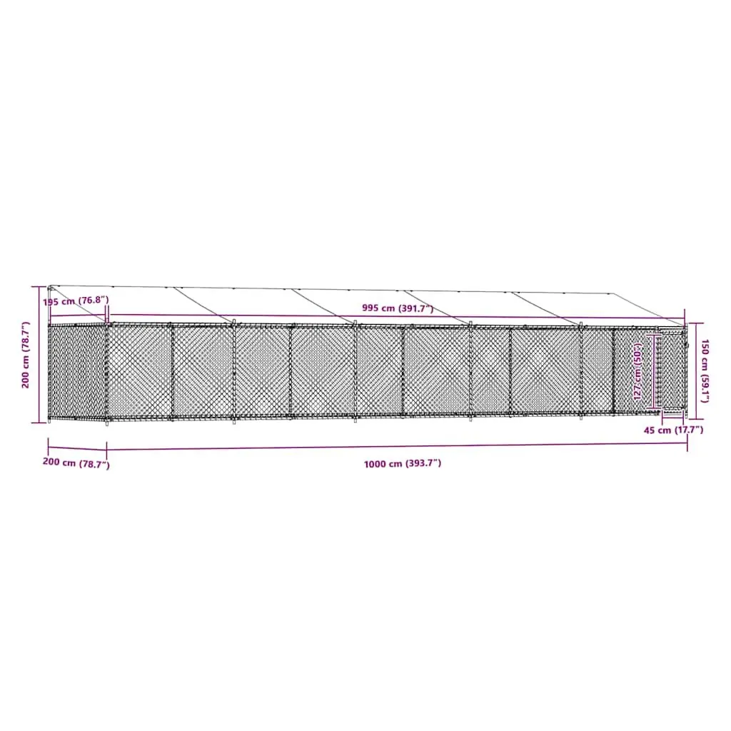 Grey Outdoor Dog Cage with Roof and Door