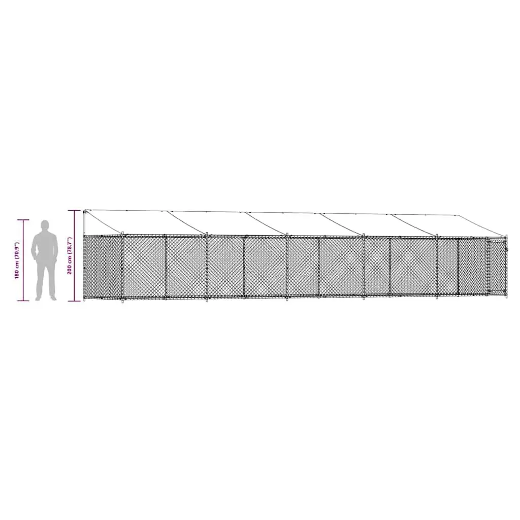 Grey Outdoor Dog Cage with Roof and Door