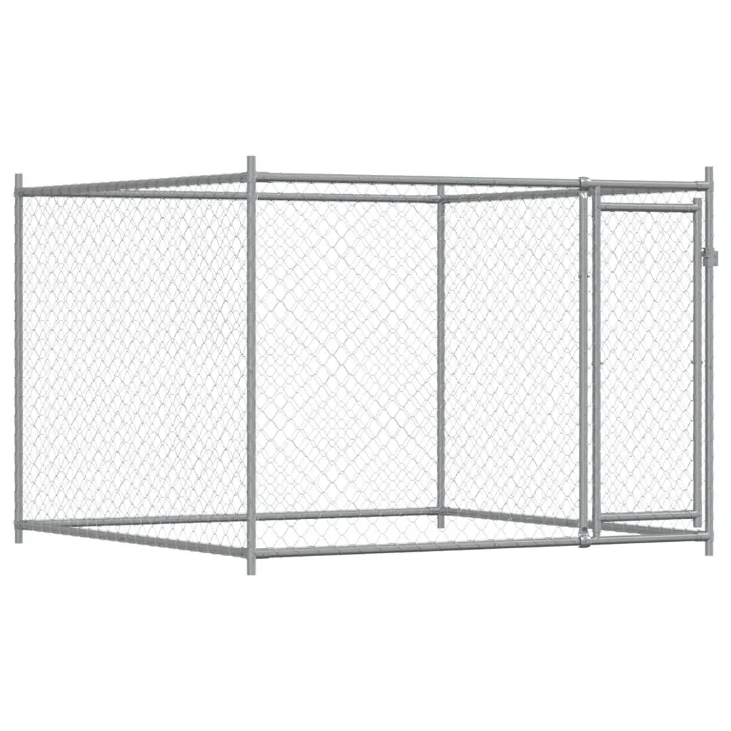 Dog Cage Outdoor Pet Exercise Pen Grey Galvanised Steel 4 x 2 x 1.5 m