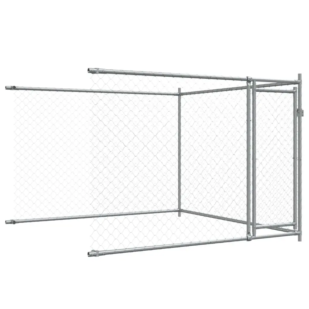 Dog Cage Outdoor Pet Exercise Pen Grey Galvanised Steel 4 x 2 x 1.5 m