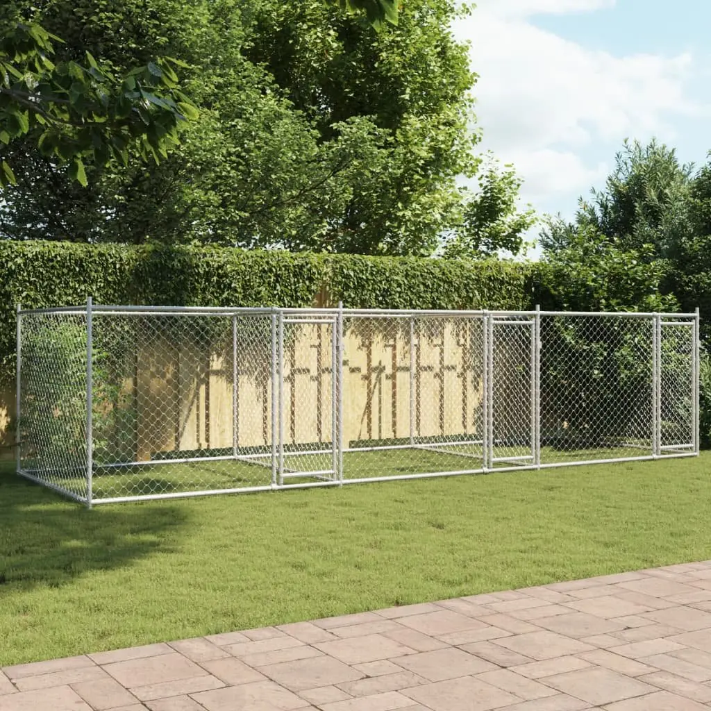 Dog Kennel Outdoor 6x2x1.5m Galvanised Steel Grey