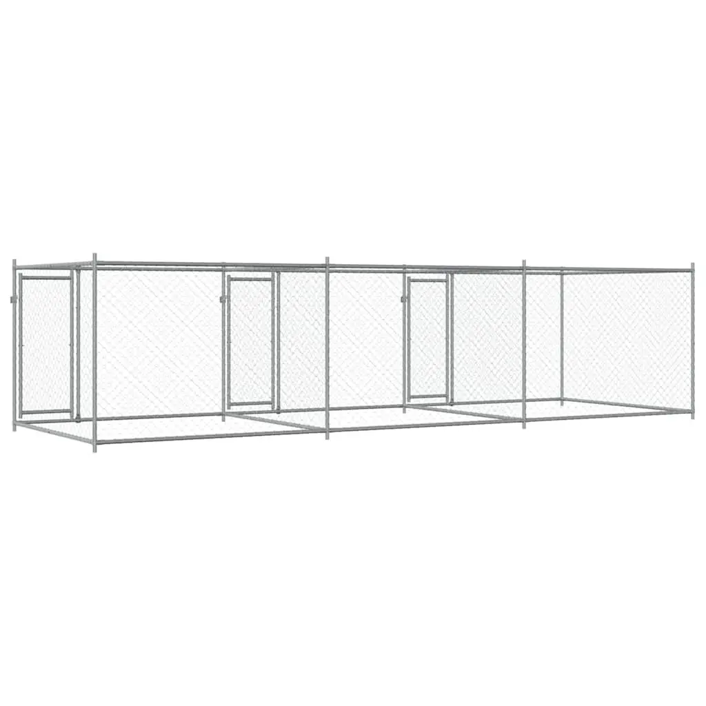 Dog Kennel Outdoor 6x2x1.5m Galvanised Steel Grey