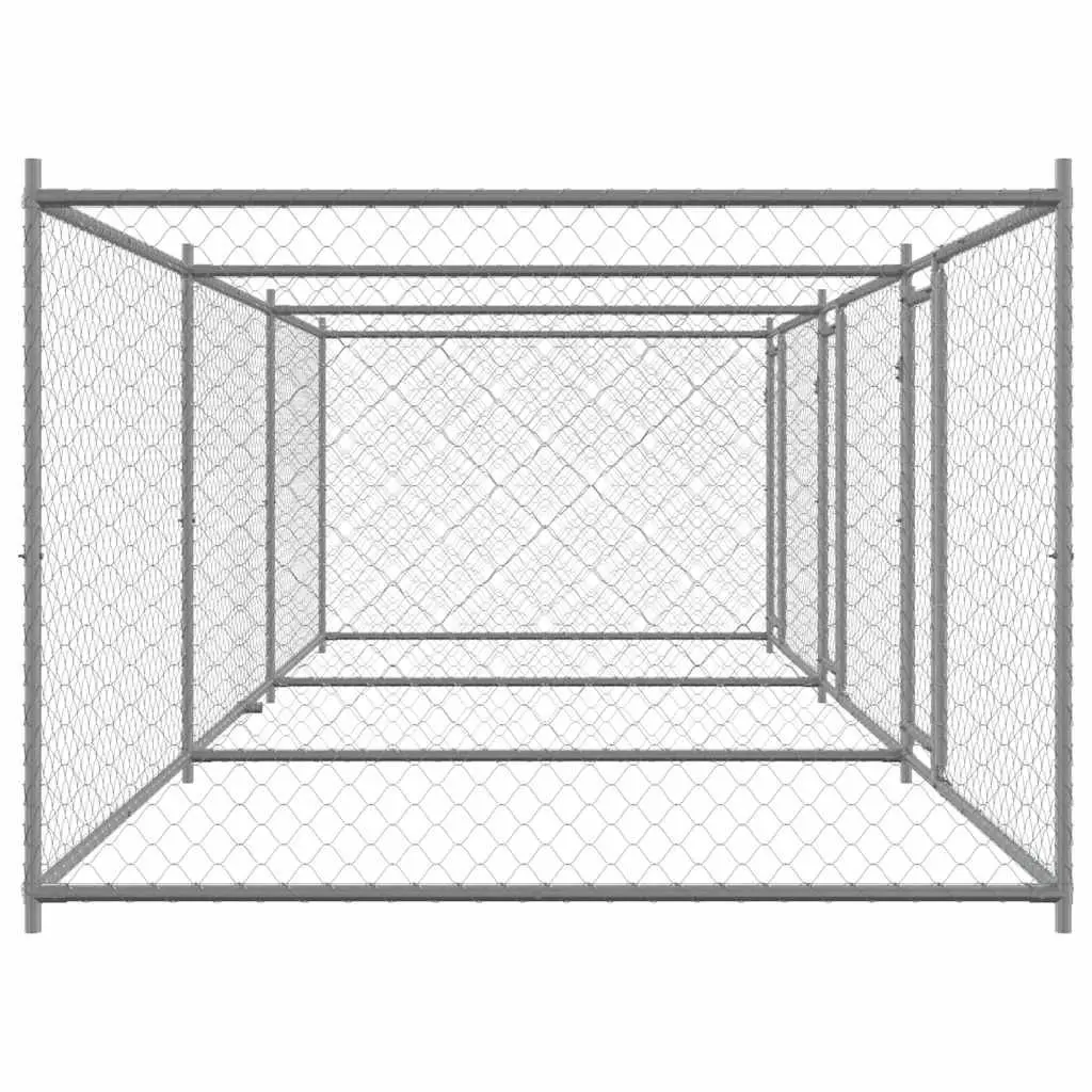 Dog Kennel Outdoor 6x2x1.5m Galvanised Steel Grey
