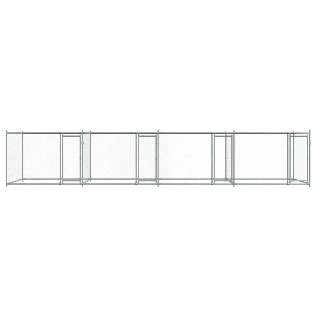 Dog Kennel Cage Outdoor 8x2x1.5 m Galvanised Steel Grey
