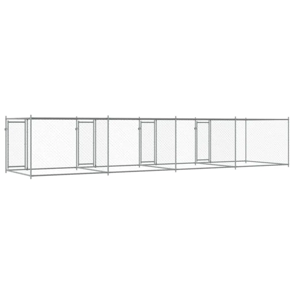 Dog Kennel Cage Outdoor 8x2x1.5 m Galvanised Steel Grey