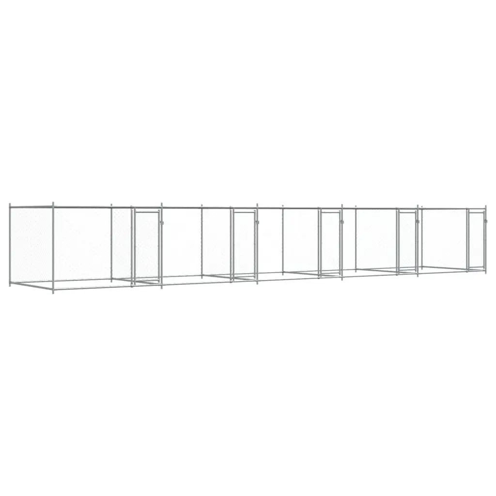 Dog Cage Outdoor Pet Enclosure Galvanised Steel Grey 10m x 2m