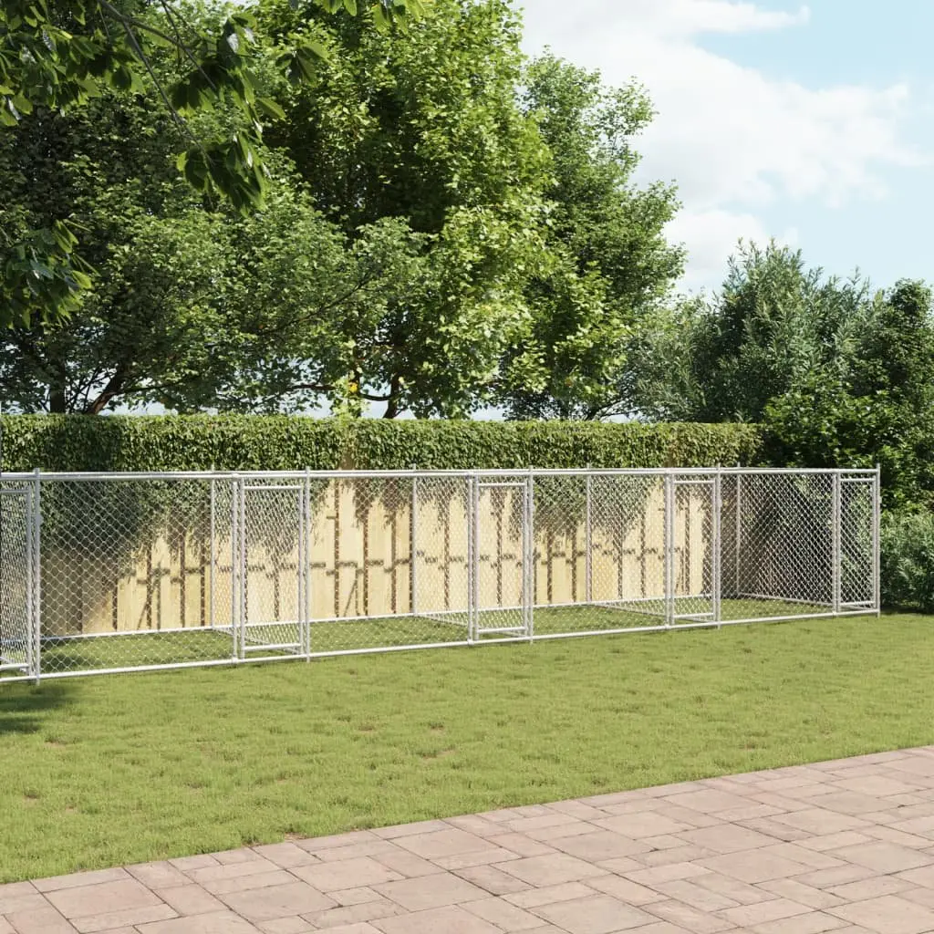 Dog Cage Outdoor Pet Enclosure Galvanised Steel Grey 10m x 2m