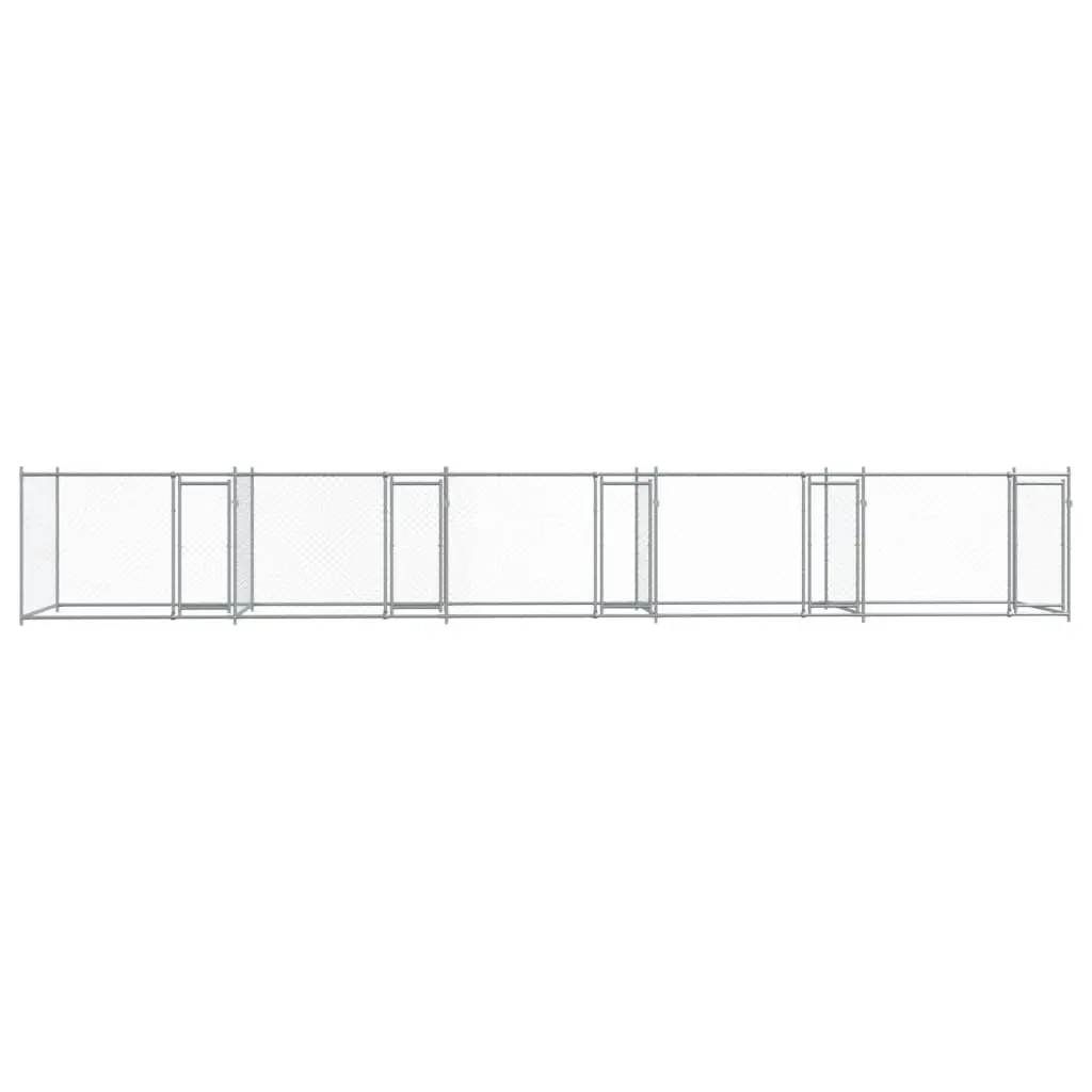 Dog Cage Outdoor Pet Enclosure Galvanised Steel Grey 10m x 2m