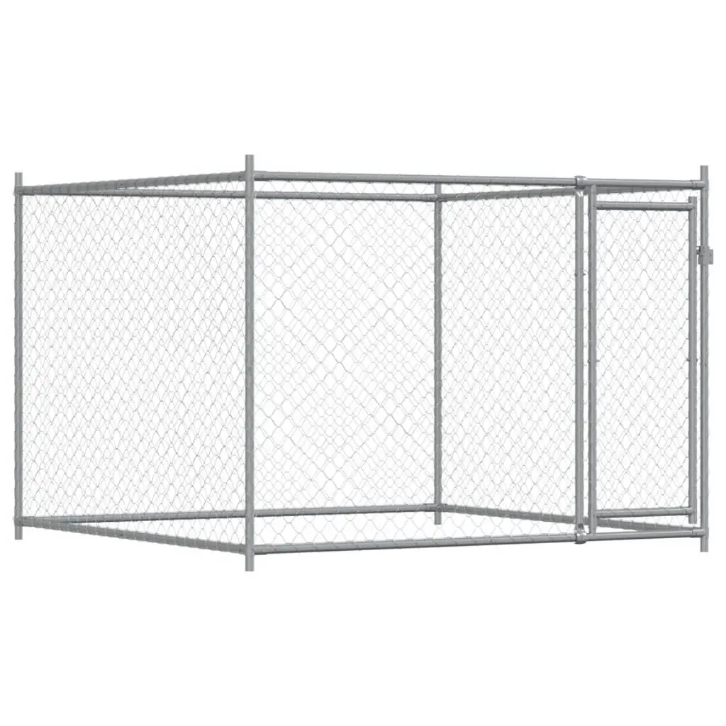 Dog Cage Outdoor Pet Enclosure Galvanised Steel Grey 10m x 2m