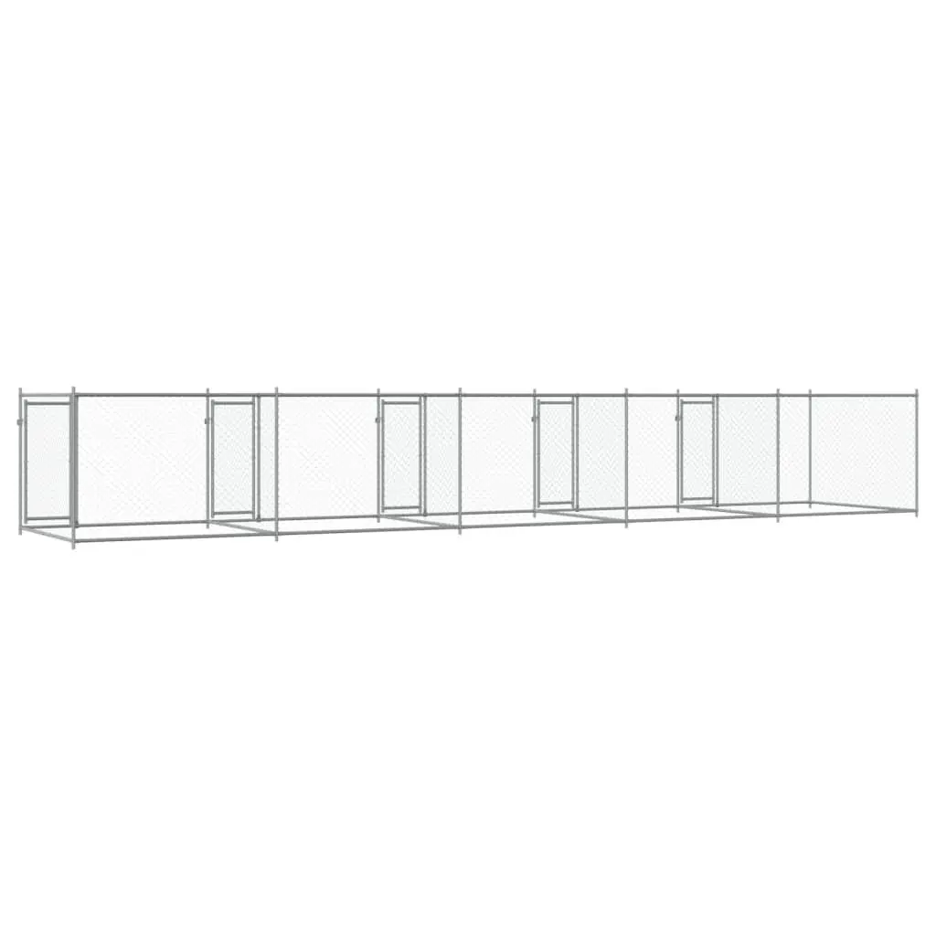 Dog Cage Outdoor Pet Enclosure Galvanised Steel Grey 10m x 2m