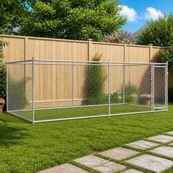 Dog Cage Outdoor Kennel Run Exercise Pen Grey Galvanised Steel with Door Lock