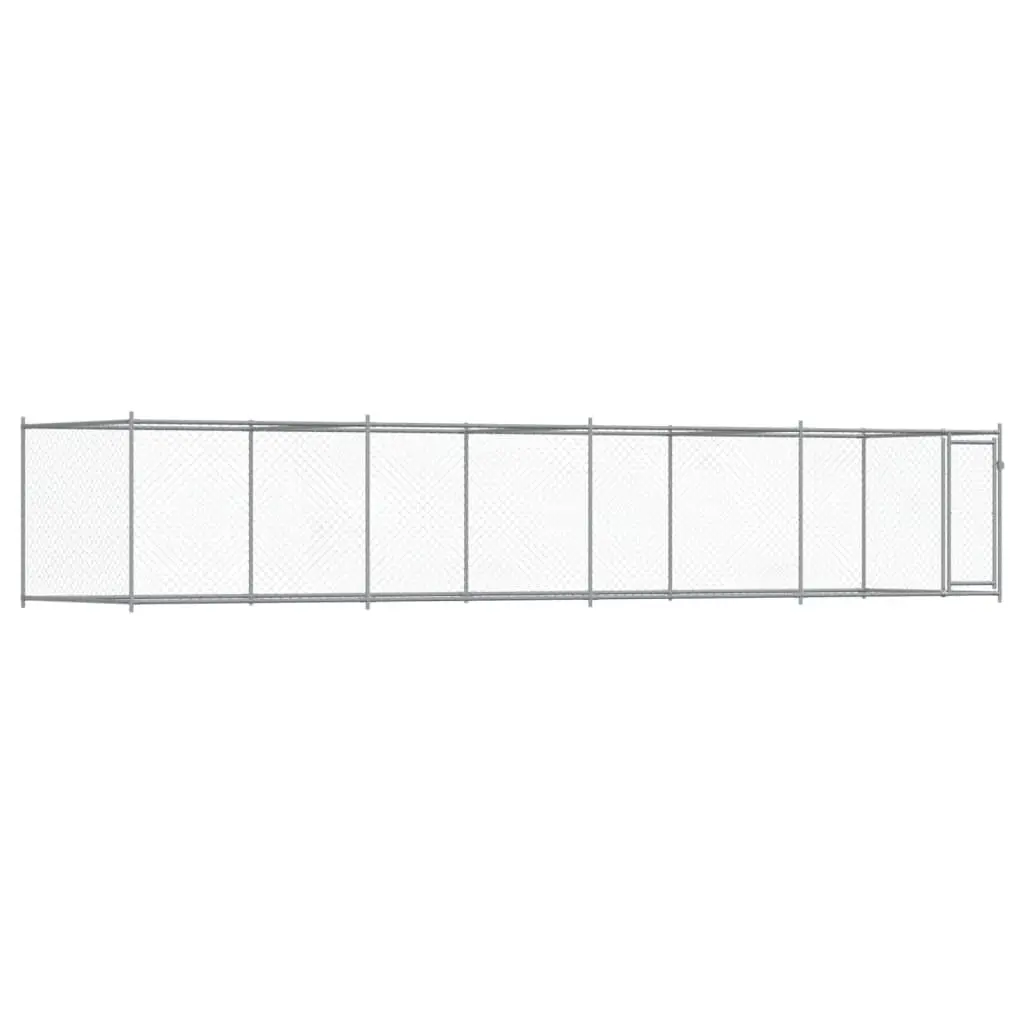 Dog Cage Grey Outdoor Kennel Pen Mesh Galvanised Steel Lockable Door Run