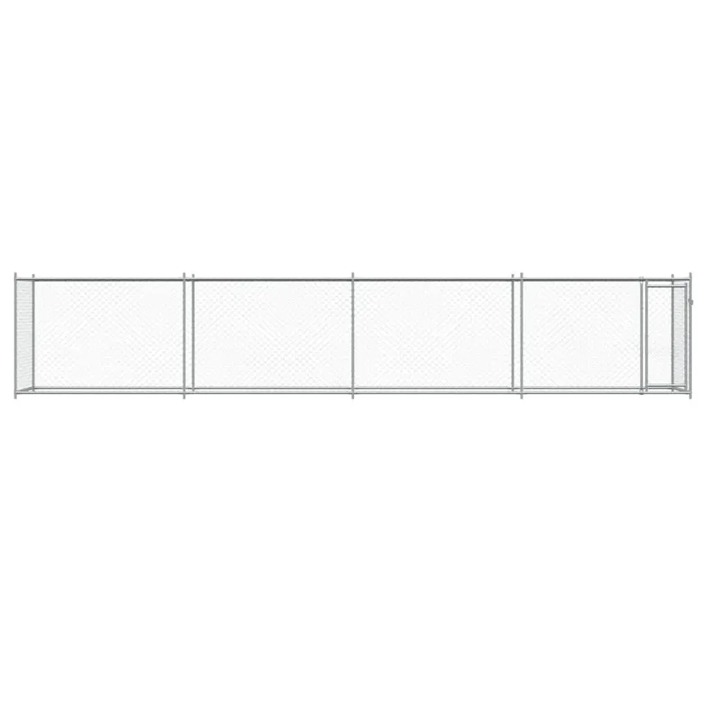 Dog Cage Grey Outdoor Kennel Pen Mesh Galvanised Steel Lockable Door Run