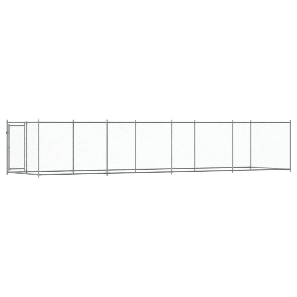 Dog Cage Grey Outdoor Kennel Pen Mesh Galvanised Steel Lockable Door Run