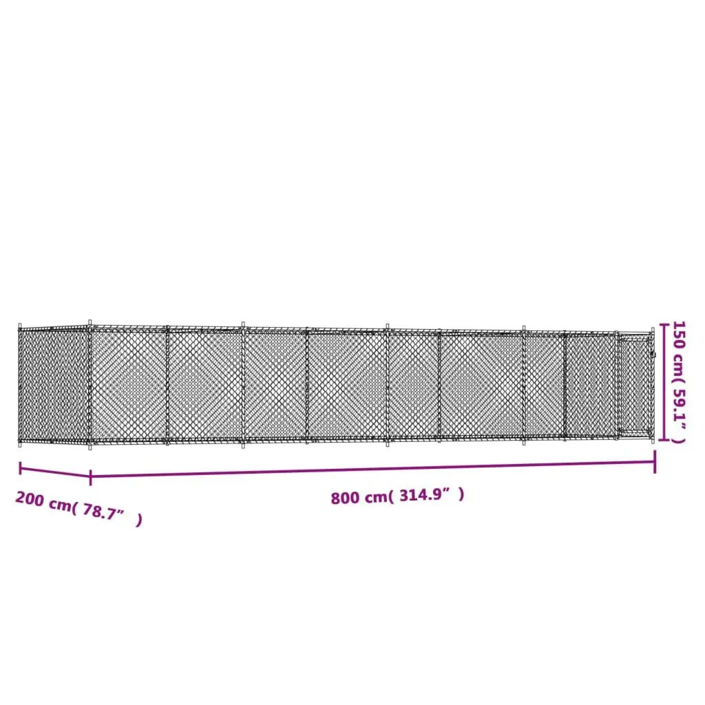 Dog Cage Grey Outdoor Kennel Pen Mesh Galvanised Steel Lockable Door Run
