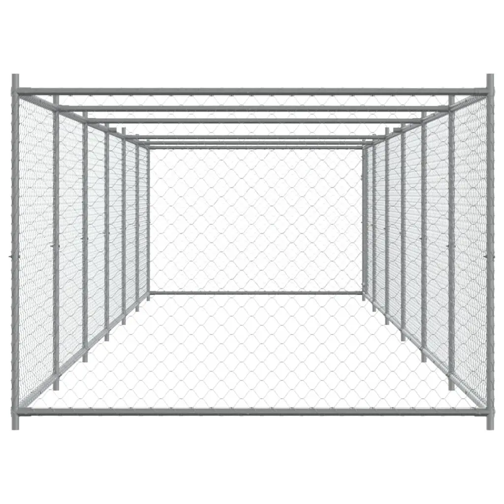 Dog Cage Pen for Outdoor Use 12 x 2 x 1.5 m Grey Galvanised Steel