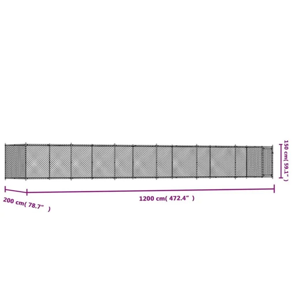 Dog Cage Pen for Outdoor Use 12 x 2 x 1.5 m Grey Galvanised Steel