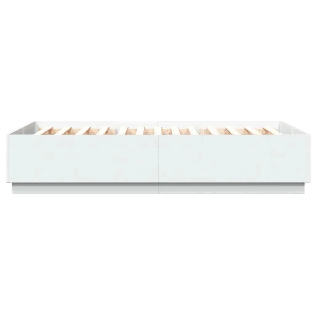 Bed Frame with RGB LED Lights Slatted Base White 150x200 cm No Mattress