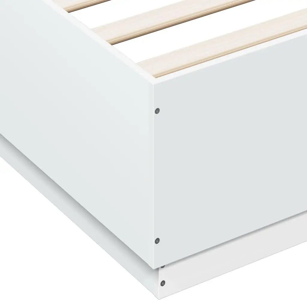 Bed Frame with RGB LED Lights Slatted Base White 150x200 cm No Mattress