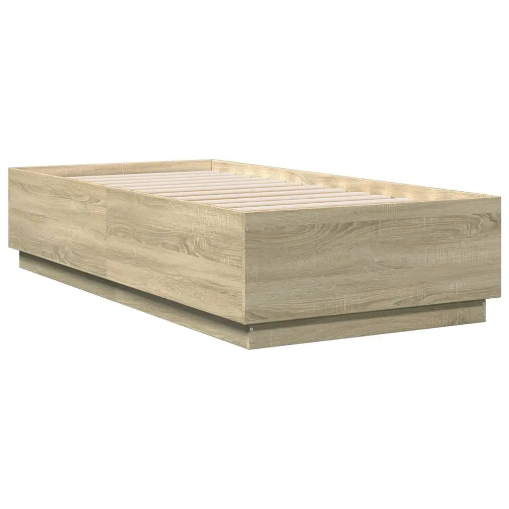 Bed Frame with RGB LED Lights for Bedroom 90x190cm Sonoma Oak
