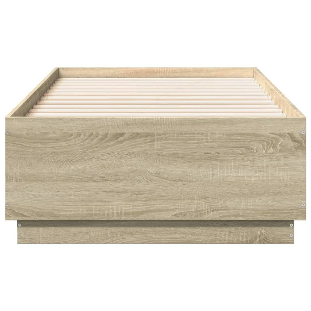 Bed Frame with RGB LED Lights for Bedroom 90x190cm Sonoma Oak