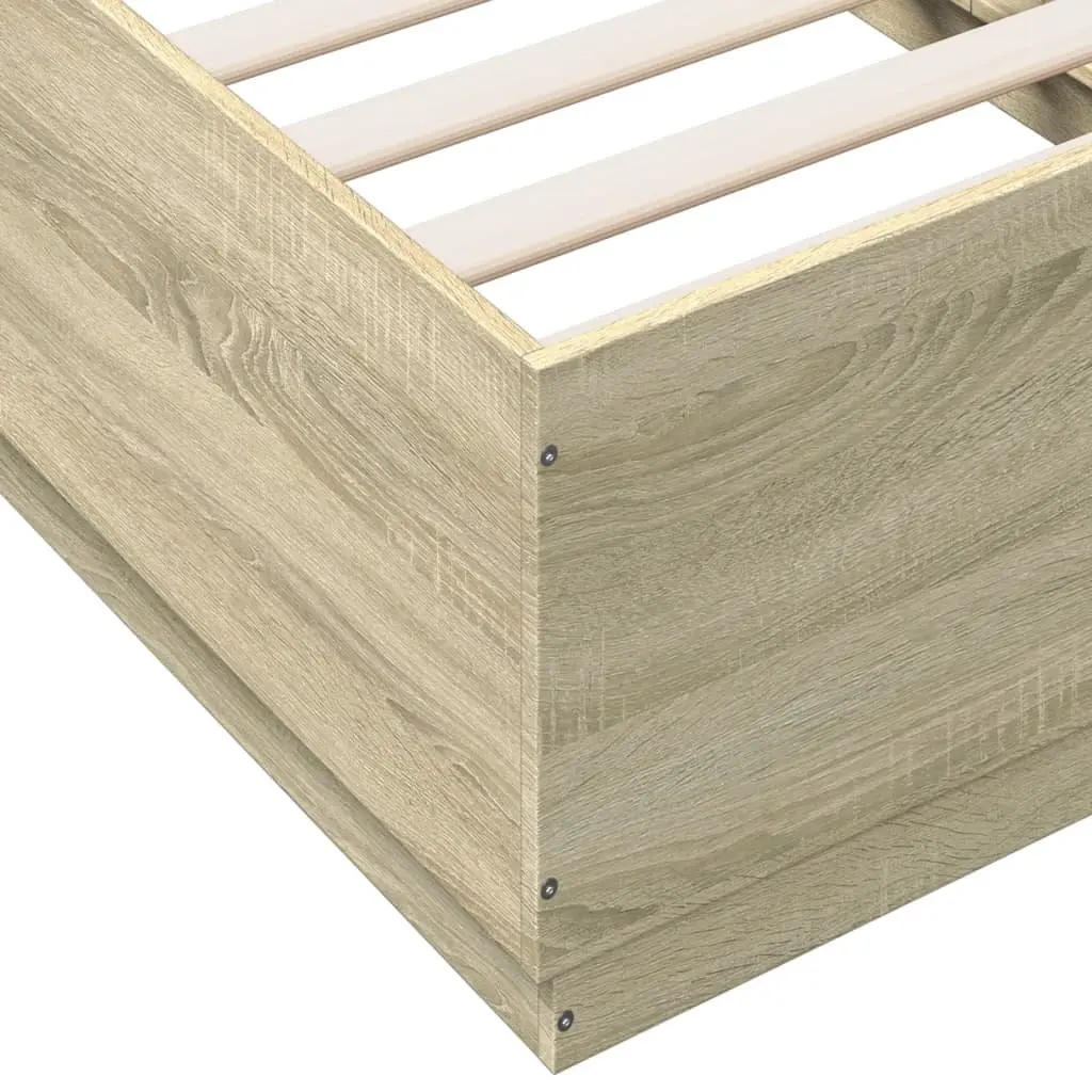 Bed Frame with RGB LED Lights for Bedroom 90x190cm Sonoma Oak