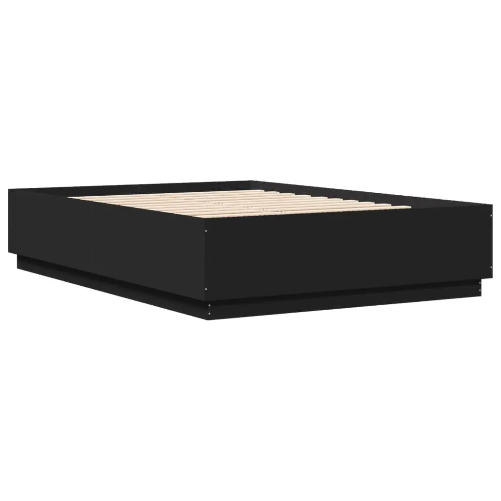 Black Bed Frame Queen Size Slatted Base Modern Design Bedroom Furniture