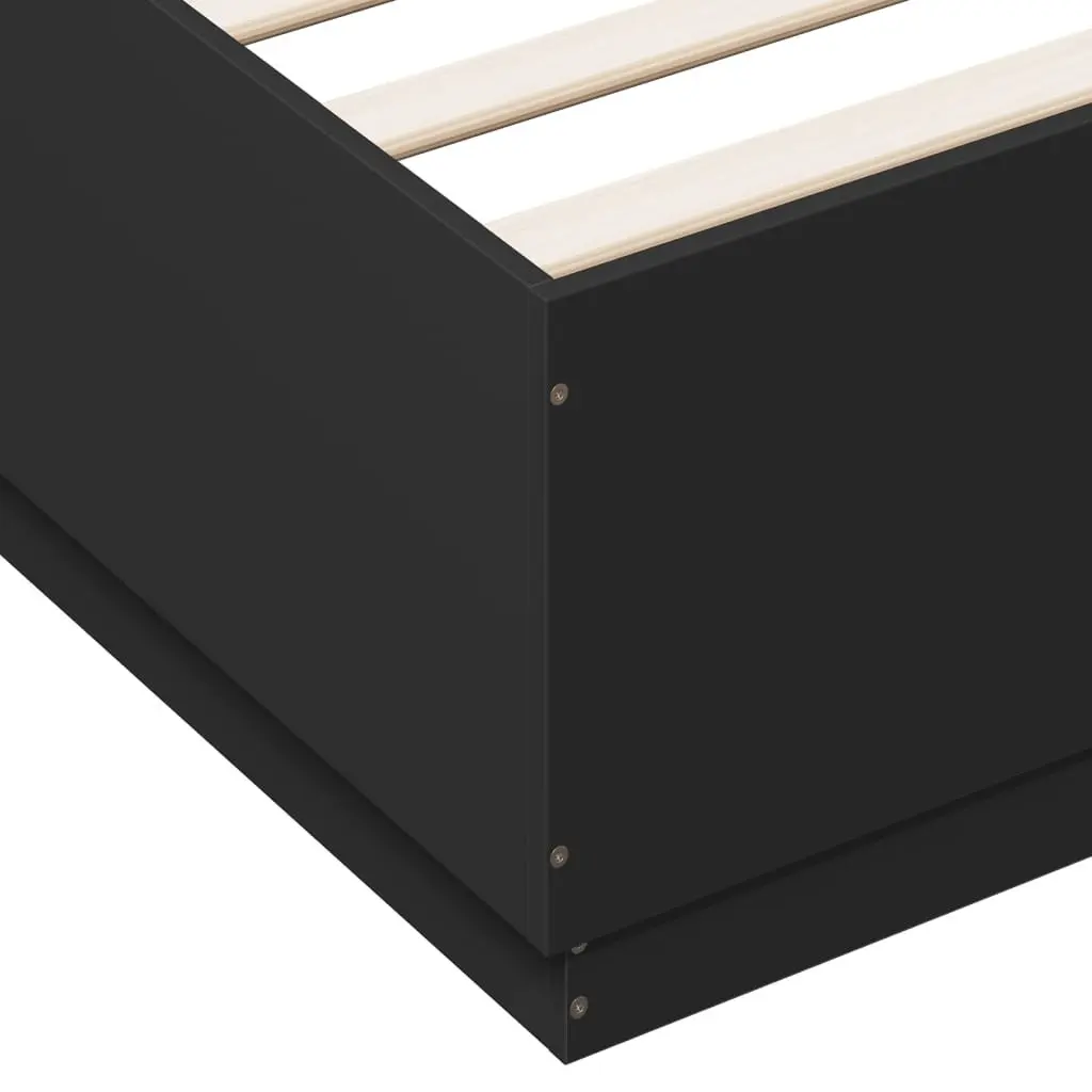 Black Bed Frame Queen Size Slatted Base Modern Design Bedroom Furniture
