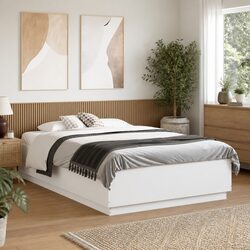 Specifications of White Modern Bed Frame 135x190 cm