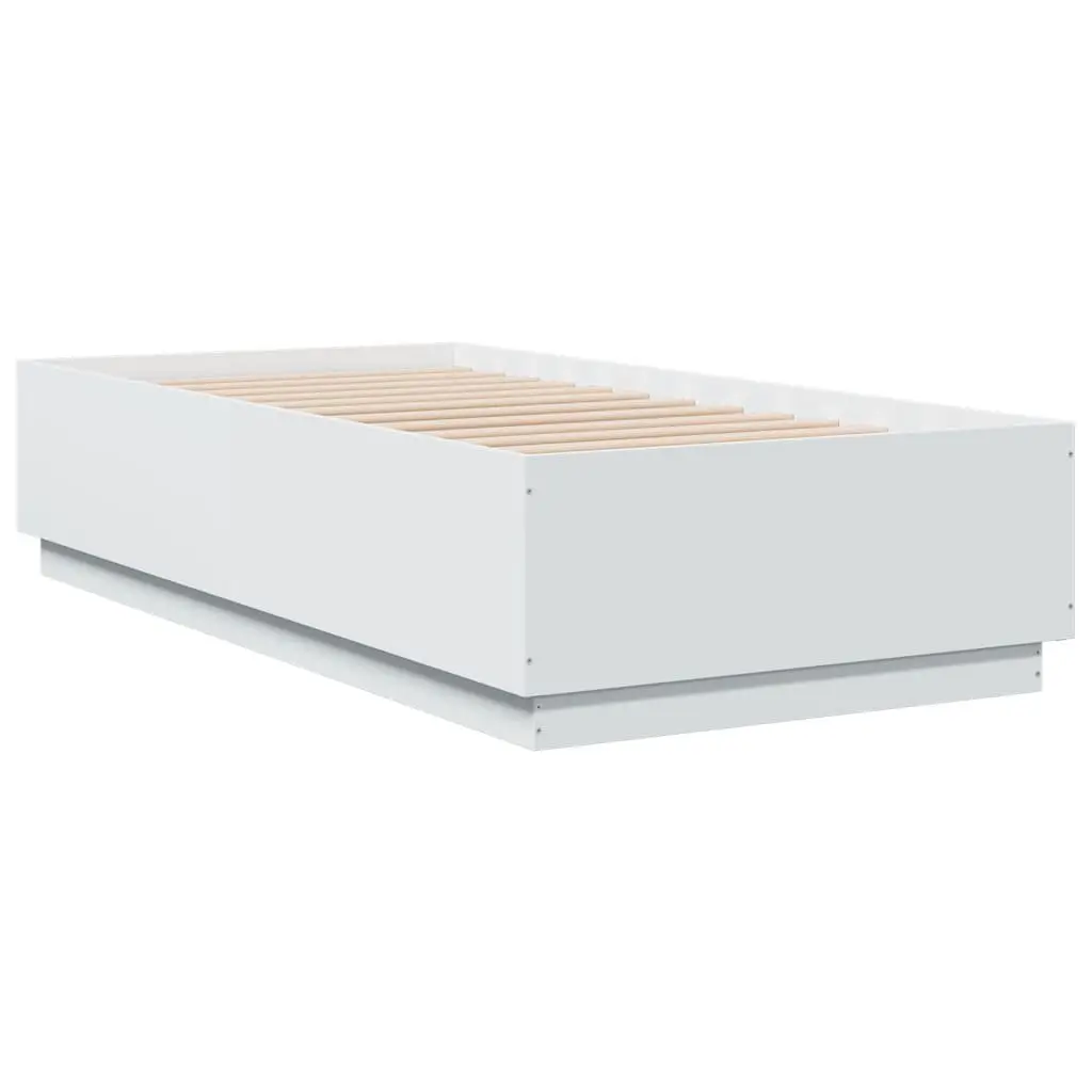 White Bed Frame 90x190 cm with Slats