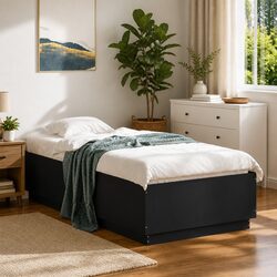 90x190 cm Engineered Wood Bed Frame with Slatted Base