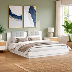 King Bed Frame Dimensions 183x203 cm with Engineered Wood